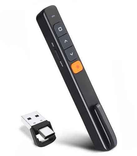 LacyMC Präsentationsfernbedienung, Kabellose Presenter, unterstützt Hyperlink/Lautstärkeregler, Pointer für Präsentationen, Unterricht, Büro, Konferenzen (B01)