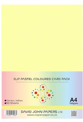 DJP A4 160 gsm pastellgul färgat hantverkskort (50 ark)
