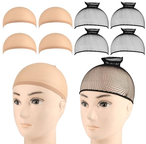 8 Pezzi Cuffia Per Parrucca, Parrucca Tappi, Traspiranti Calotte Parrucche, Retine Parrucche Elastiche Reti, 4 Nude Retina Per Capelli, 4 Nero Rete Per Capelli, Wigper Retina Per Capelli Uomo E Donna