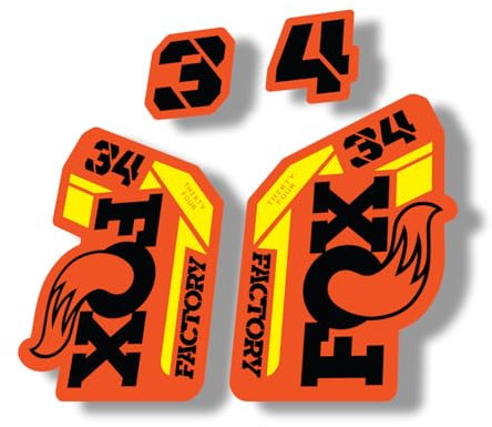Autocollant de rechange pour fourche compatible avec Fox 34 série 2021 Orange, jaune, noir (mat)