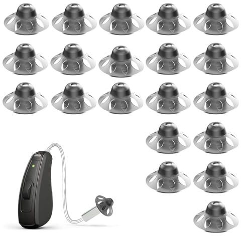 Hörgeräte Domes, Hörgerätekoppeln, 20 Stück Hörgeräte Zubehör Schirmchen, Ersatz Weiche Silikon Ohrstöpsel für Hörhilfen, Silikon-Ohrstöpselteile für Erwachsene mit mäßigem Hörverlust - 10mm, L