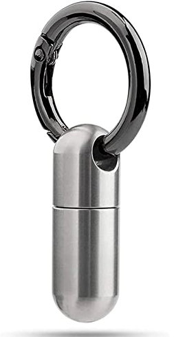 Waterproof Mini Titanium Pill Fob Keychain - Outdoor Pill Holder Necklace Hidden - Tiny Pill Box Keyring for Travel Purse Pocket - Micro Pill Capsule Holder - 1pcs Pill Container Keychain