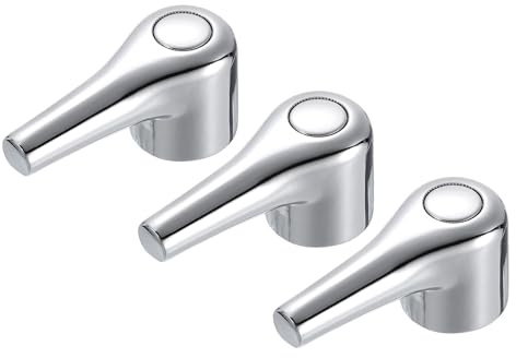sourcing map Faucet Lever Handle,3Pcs 71 x 35mm Alloy Basin Mixer Faucet Tap Single Lever Handle Replacement for Kitchen Bathroom (Silver)