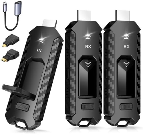 YAOMAISI Wireless HDMI Transmitter and 2 Receivers, Extender Kit for Multiple Screens - Sync Phones, PC, Camcorders, PS4/5 and Other HDMI Devices