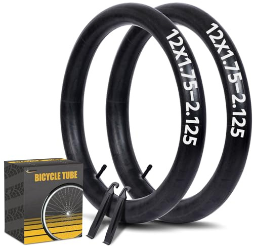 2 Pack 12/14/16/18/20 Inch Bike Tube AV32mm Schrader Valve, Bicycle Inner Tube with 2 Tire Levers Fit 12/14/16/18/20 x 1.75/1.9/1.95/2.0/2.1/2.125, Butyl Rubber Inner Tube for Kids/Mountain/MTB Bike