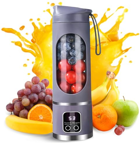 Mini Blender Portable,Blender Smoothie Transportable Compact 450mL Sans BPA,Mixeur à Smoothie 12 Lames en Inox,Ouvercle Résistant aux Fuites et bec Verseur,Chargeur USB,für Sport,Reisen und Küche (03)