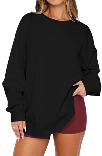 LACOZY Womens Long Sleeve T Shirts Crewneck Oversized Basic Top Casual Solid Color Loose Blouse Top Y2K Clothes