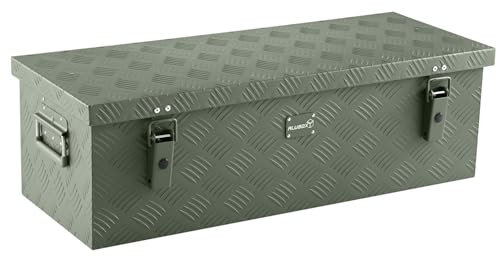 alubox Werkzeugkiste Riffelblech olive ABX-RL60G Aluminium 1,5mm Werkzeugkiste leicht und robust 60 Liter - oliv grün lackiert
