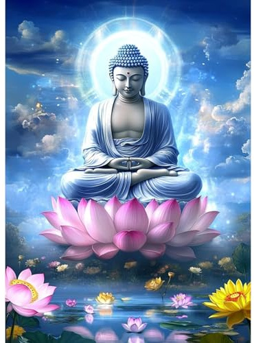 MAXBYE Buda Diamond Painting Art Kits, Loto DIY Completo Punto de Cruz Cristal, 5D Pinturas Diamantes para Adultos Principiantes, Gem Articulo Artesanal Regalo De Cumpleaños 30x40cm