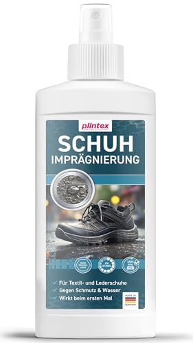 PLINTEX® Schuh Imprägnierspray 250ml - effektiv gegen Regen & Nässe - Schuh Textilien Imprägnierung 100% biologisch abbaubar - Schuhimprägnierung