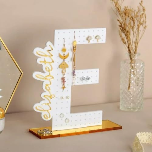Personalisierter Buchstaben-Ohrringhalter, Acryl-Ohrringständer, Geburtstagsgeschenk for Sie, Ohrring-Display-Regal, Schmuck-Organizer, Mädchen