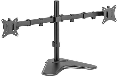 Glowster Soporte sobremesa para 2 monitores de 13-32, ajustable, compatible con VESA, ideal para optimizar espacio y mejorar la ergonomía en el trabajo.