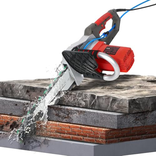 Concrete Saw - Electric Wall Chaser Cutting Machine with Water Fed Dust Suppression for Slotting Brick, Granite, Marble, Concrete