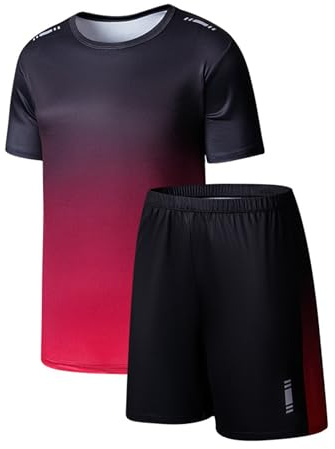 Sywiyi Ensemble Sportif Dentraînement Pour Football Enfant Et Adolescent Tenue Sportive Pour Basket Tennis Jogging Tshirt À Col Rond Short De Sport Rouge 13-14 ans