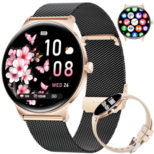 LIGE Smartwatch Damen 1.43 AMOLED 7,9 mm Ultra dünn Rund Touchscreen mit Telefonfunktion, Fitnesstracker Damen Menstruationszyklus/120+Sportmodi/Kalorien/IP68/Herzfrequenz Smart Watch für iOS Android
