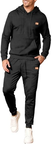 JMIERR Herren 2 Pcs Sweatsuit Outfits Hoodie Sweatpants Set | Textur Sweatshirt & Joggers, Fall Sportanzug, Elastische Manschettiert Hoodie Sweatpants