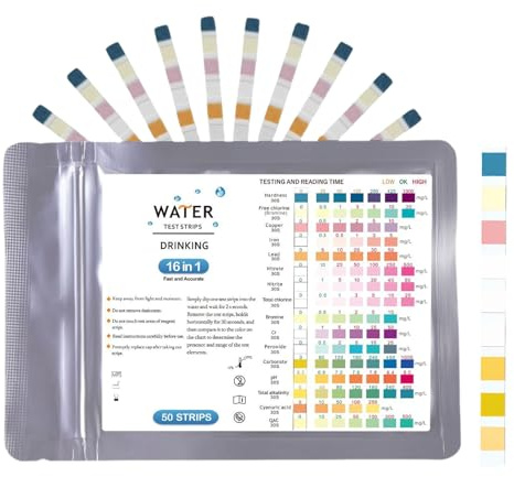 KEORHEZ 9 in 1 Teststreifen Aquarium,100 Stück 9 in 1 Aquarium Wassertest,zum Testen von Eisen, Kupfer, Nitrat, Nitrit, Chlor,usw. zur Messung von pH Wasserhärte im Aquarium Teich