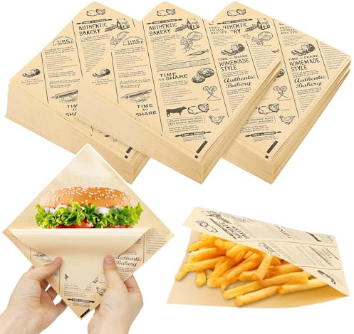 Spetsbst Burger papper tjockt 150 stycken, hamburgare påsar 18 x 18 cm konserverpåsar hamburgarpapper, smörgåspapper, olja hamburgarpapper och vattentäta, hamburgarpåsar för korg, för smörgåsar
