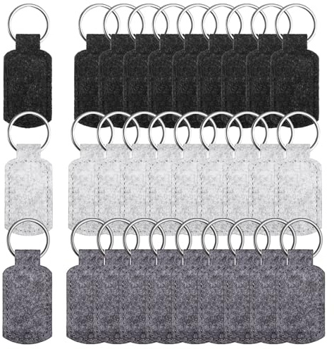 Namalu Filz Schlüsselanhänger Rohling 5 x 3 cm Quadratische Stoff Schlüsselanhänger zum Plotten mit Edelstahl Ring für DIY Dekoration Handwerk Taschen Auto Basteln