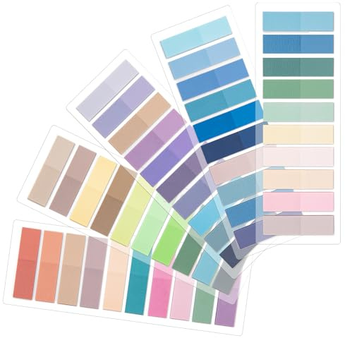 OWLKELA 1000Pcs Morandi Sticky Tabs, Writable & Repositionable Book Tabs, Transparent Index Tab, Page Markers, Sticky Notes for Annotation, Classification, School, Office & Planning