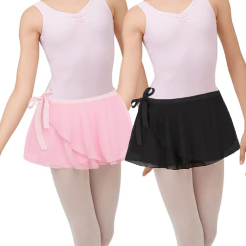 Xoeryoy Gonna a Portafoglio da Balletto da Donna 2 Pezzi Gonna da Balletto in Morbido Chiffon Regolabile Ballerina da Danza Avvolgente per Donne e Ragazze, 2 Colori, M ;1