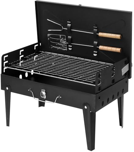 Bärbar kolgrill – hopfällbart grillkit för enkel bärning, kompakt bordsrökare för utomhuscamping och picknick, lätt design