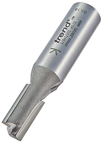 Trend Professional Straight Two Flute Router Cutter, 1/2 in Shank, 10mm Cut | Precision Straight Two Flute TCT Cutter For Clean Grooving In Wood, With 19mm Cut Length, 3/6X1/2TC