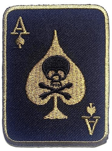 Catch the Patch Poker Ass Totenkopf Aufnäher zum Aufbügeln 5,6 x 7,6 cm Bügelbild für Erwachsene mit Skull Vintage Edgy Statement, Bügelpatch Patches Bügelflicken Geschenk
