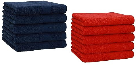 Betz 10 Stück Gästehandtücher Premium 100% Baumwolle Gästetuch-Set 30x50 cm Farbe dunkelblau und rot