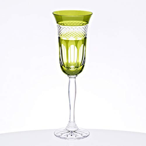 Champagnerkelch Sektglas 150ml grün Retro Kelch Kristallglas geschliffen bunt