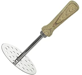 Stainless Steel Smooth Potato Masher Ricer Presser with Wooden Handle,Potato Masher