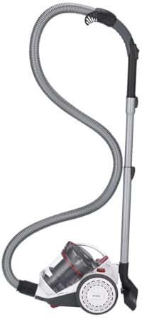 SEVERIN kleiner Staubsauger ohne Beutel S'Power, besonders wendiger Multizyklon-Bodenstaubsauger für konstante Saugkraft, Sauger mit 800 Watt und 8 m Aktionsradius, weiß-rot, MY 7102