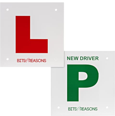 NEW PROFESSIONAL GRADE UNIVERSAL PAIR OF RIGID SOLID L PLATE WITH P PLATE NEW DRIVER ON REVERSE 1.5MM POLYCARBONATE WE USE ON OUR OWN DRIVING SCHOOL- PAIR OF PLATES FITS MOTORBIKES AND CARS
