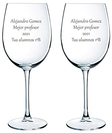 Regalo para profesores personalizable: Copas de vino grabadas con texto (Copas de vino para profesores)