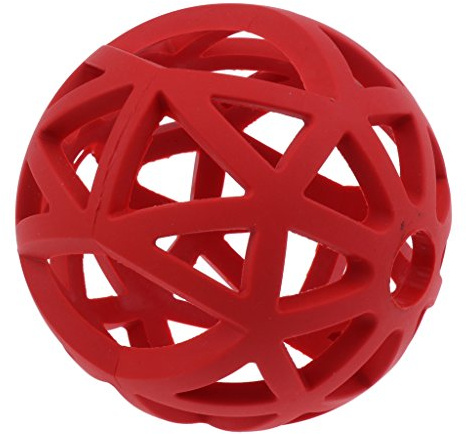 FITYLE Gitterball Hundespielzeug Vollgummi Hund Kauspielzeug Gummiball, Ø 7cm / 9cm / 12.5cm, Rot - S