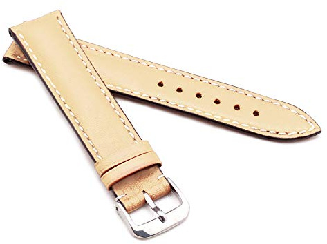 RIOS1931 Unisex Uhrenarmband Juchtenleder Modell St. Petersburg 19 mm Sand