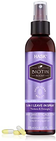 HASK Thickening Biotin 5-in-1 Leave In Conditioner Spray for all hair types, colour safe, and cruelty-free - 1 175mL Bottle