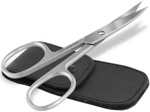 Linkshänder Nagelschere 9 cm gebogene Schnittfläche inkl. Etui | Linke Hand Schere aus rostfreiem Edelstahl PROFI Nagelschere mit extra scharfen Schneiden Angenehme ergonomische Scherenaugen