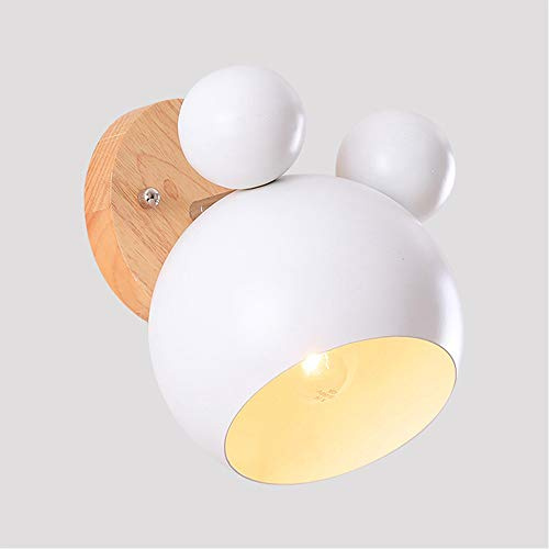 Mengjay E27 Wandlampe Kinder Schlafzimmer Kinderzimmer Wandleuchte Nachttischlampe Innen Wandleuchten Eisen Holz Wandlampen Verstellbar Küche Wandbeleuchtung Deko Decke Leuchte Flur Lampe,Weiß