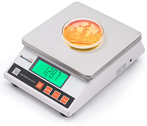 Bonvoisin Präzisionswaage 10 kg/0,1 g, Industrielle Zählwaage, Digitale Analysenwaage Laborwaage für Schmuck und Schule mit CE-Zertifizierung, Professionelle Elektronische Waage mit Batteriebetrieb