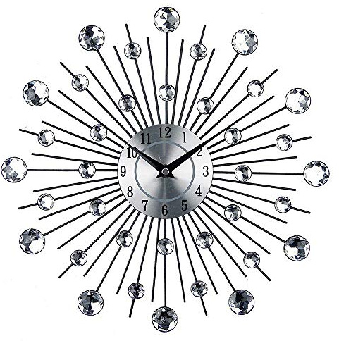 Timelike Silber Wanduhr mit Glitzer, Küchenuhr gro?, Moderne Designer Quartz Wanduhr, Analoguhr Wand (Silber)