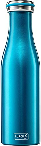 Lurch 240851 Isolierflasche/Thermoflasche für heiße und kalte Getränke aus doppelwandigem Edelstahl 0,5l, wasserblau