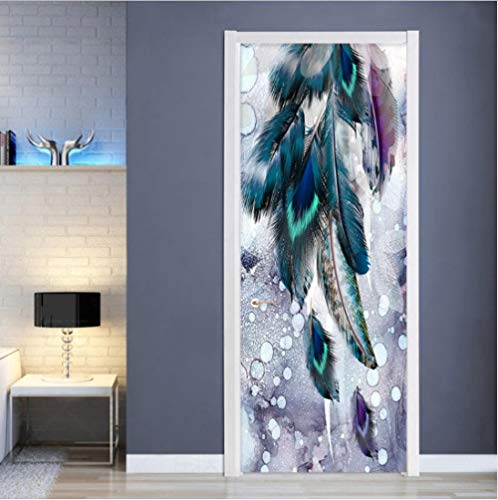 TIWZHHQ Türtapete selbstklebend 90x200cm Feder Vliesleinwand Fototapete Türpanel Türposter mit kleister Türaufkleber 3D Türsticker Tür Dekoration Bild Design für Toilette küche glastür