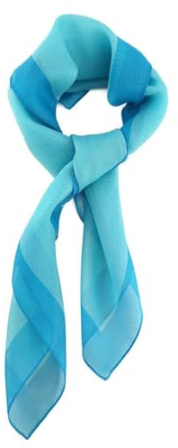 TigerTie Damen Chiffon Nickituch in türkis dunkeltürkis mit Bordüre - Größe 58 cm x 58 cm