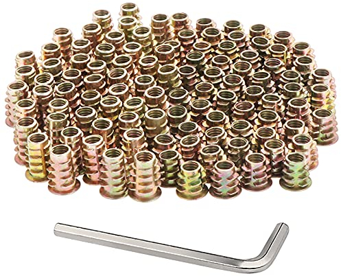 Faankiton 100 Pieces Zinc Alloy Hex Socket Screw-in Nuts, Hex Socket Screw Nut, Threaded Insert Nuts for Wood Furniture, Wood Inserts Bolt Threaded Fastener (M6*10mm, M6*15mm)