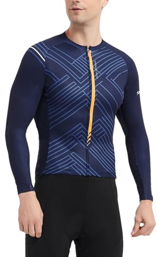 Santic Magliette Ciclismo Uomo Lunghe Maglia Ciclismo Maniche Abbigliamento Mountain Bike Maglia Blu EU XXXL