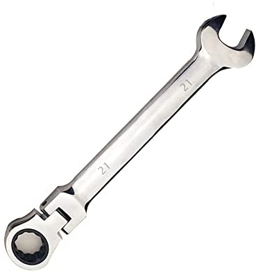 Vokenforu 21mm Flex-Head Ratchet Spanner, Metric Wrench, Chrome Vanadium Steel, Combination Tool for Car Bicycle Repair at Home Workshop