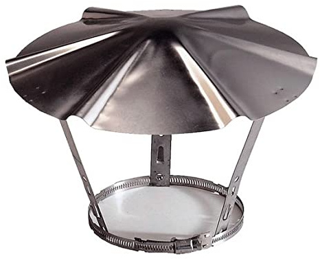 CHAPEAU DE TOITURE EN INOX ROND POUR RACCORDEMENT SUR TUBAGE CHEMINEE OU POLE AVEC COLIER DE SERRAGE REGLABLE DE 190 A 220MM