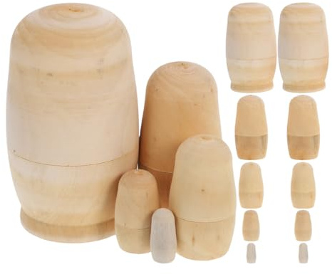 STOBOK Matroschka Rohling Holz Babushka Puppe: Russische Holzpuppen 5 Schichten DIY Basteln Bemalen 3 Sätze Holzspielzeug Zuhause Dekoration Weihnachten Geburtstag Festival Geschenk