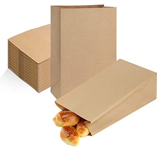 Papiertüten 13 x 8 x 24 cm, HAOGUJ 50 Stück Partytüten, Einkaufstüten, Einzelhandelstüten, Warentüten, braune Papiertüten, recycelte Kraftpapiertüten für Lebensmittelpartys